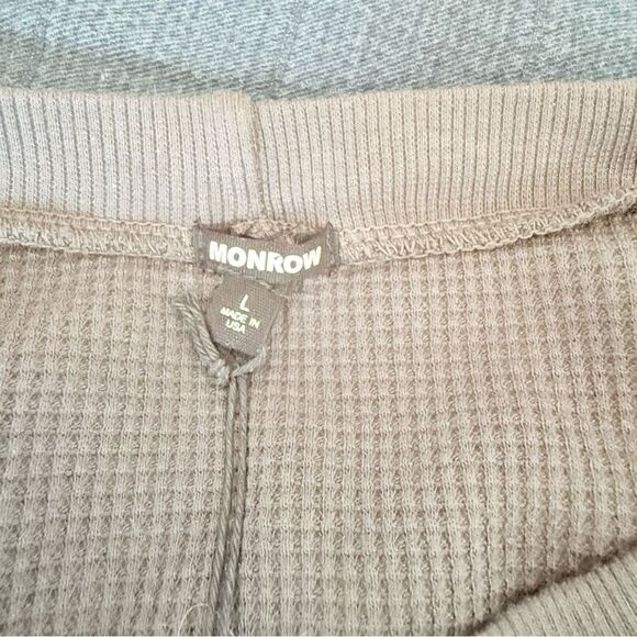 Monrow Thermal Gray Long Sleeve Minimalist Crewneck Boho Casual Top Sz Large - Picture 9 of 11